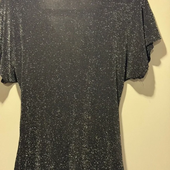 Maurices Black Flutter Sleeve Blouse with Tie Front - Picture 3 of 4